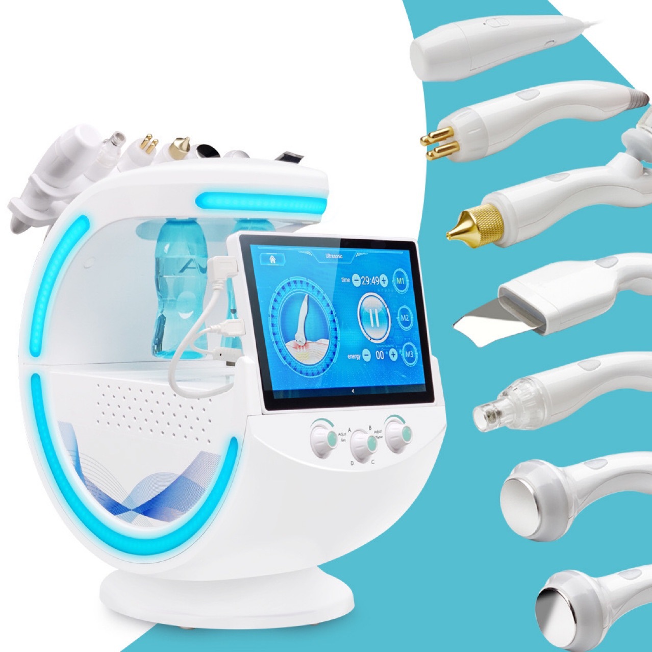 Smart Ice Blue PLUS Cleansing Rejuvenecimiento de la piel Analizador de piel 7 - en - 1 Máquina de belleza facial multifuncional blanqueamiento