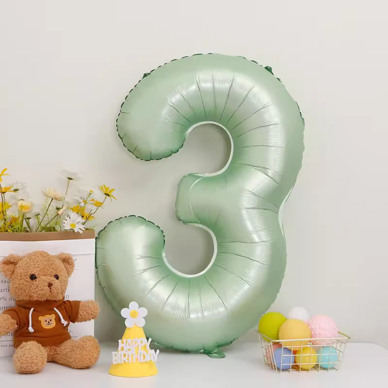 40inch アルミフィルムデジタルバルーン ベビーブルーピンク 女の子の誕生日シーンの装飾 ベビー123歳の誕生日の装飾|undefined