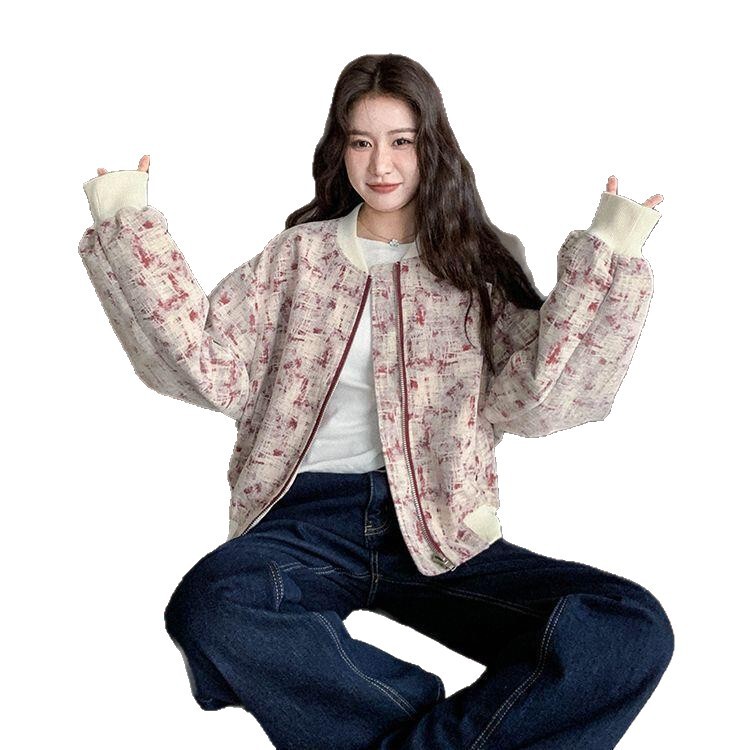 韩版时尚印花夹克外套女秋季2025年新款爆款超火小个子宽松棒球服|undefined