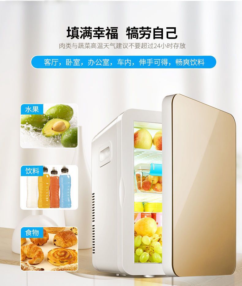 Mini Refrigerator, Small Refrigerator for Home Use, Dormitory, Car, Dual-Purpose for Bedroom and Car, Refrigeration for Cosmetics and Breast Milk