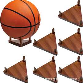 跨境木质球架桌面篮球收纳架木质三角形签名球收藏架橄榄球支架