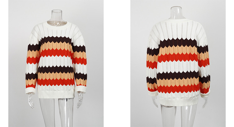 wave stripe stitching contrast sweater nihaostyles clothing wholesale NSMMY83351