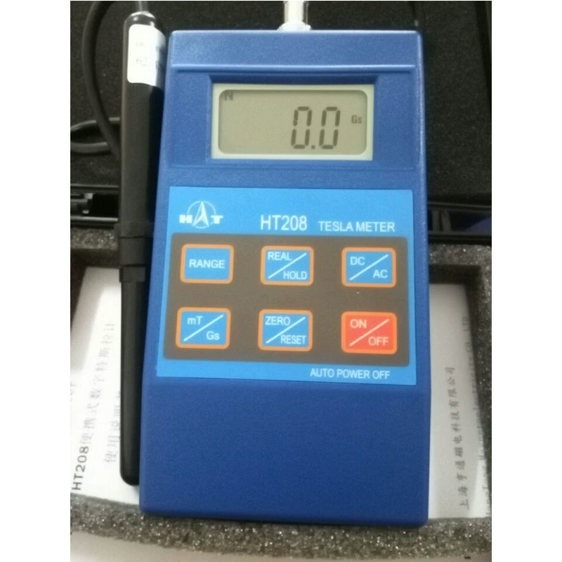 Шанхай Hengtong HT208 Цифровой портативный измеритель Гаусса Тесла Измеритель Длительное время работы
