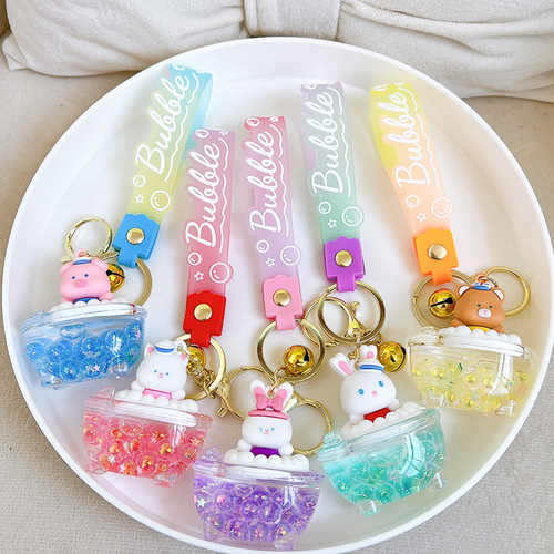 Creative cartoon luminous bathtub keychain, exquisite and cute car bag accessories, couple small gifts supply source