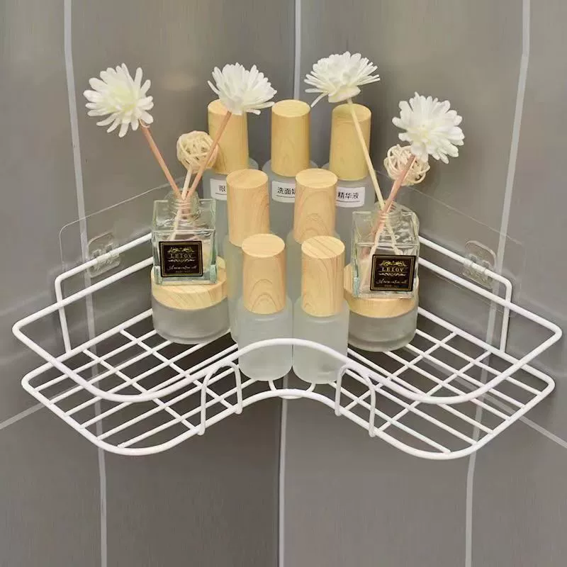 Corner Bathroom Shelf, Wall-Mounted Triangle Rack, Metal Wire Storage, Multiple Sizes