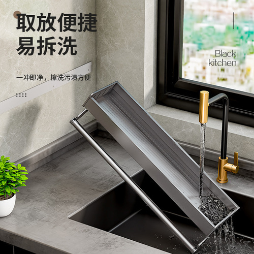 Gun gray kitchen storage rack, punch-free wall-mounted seasoning supplies collection, knife holder hanger, multi-functional storage rack