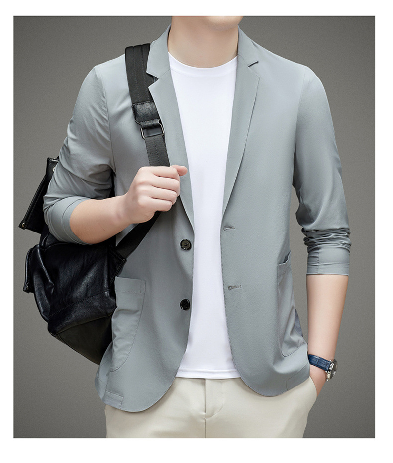男士单西服春夏季轻薄款冰丝防晒衣高级感商务新款休闲小西装外套详情24