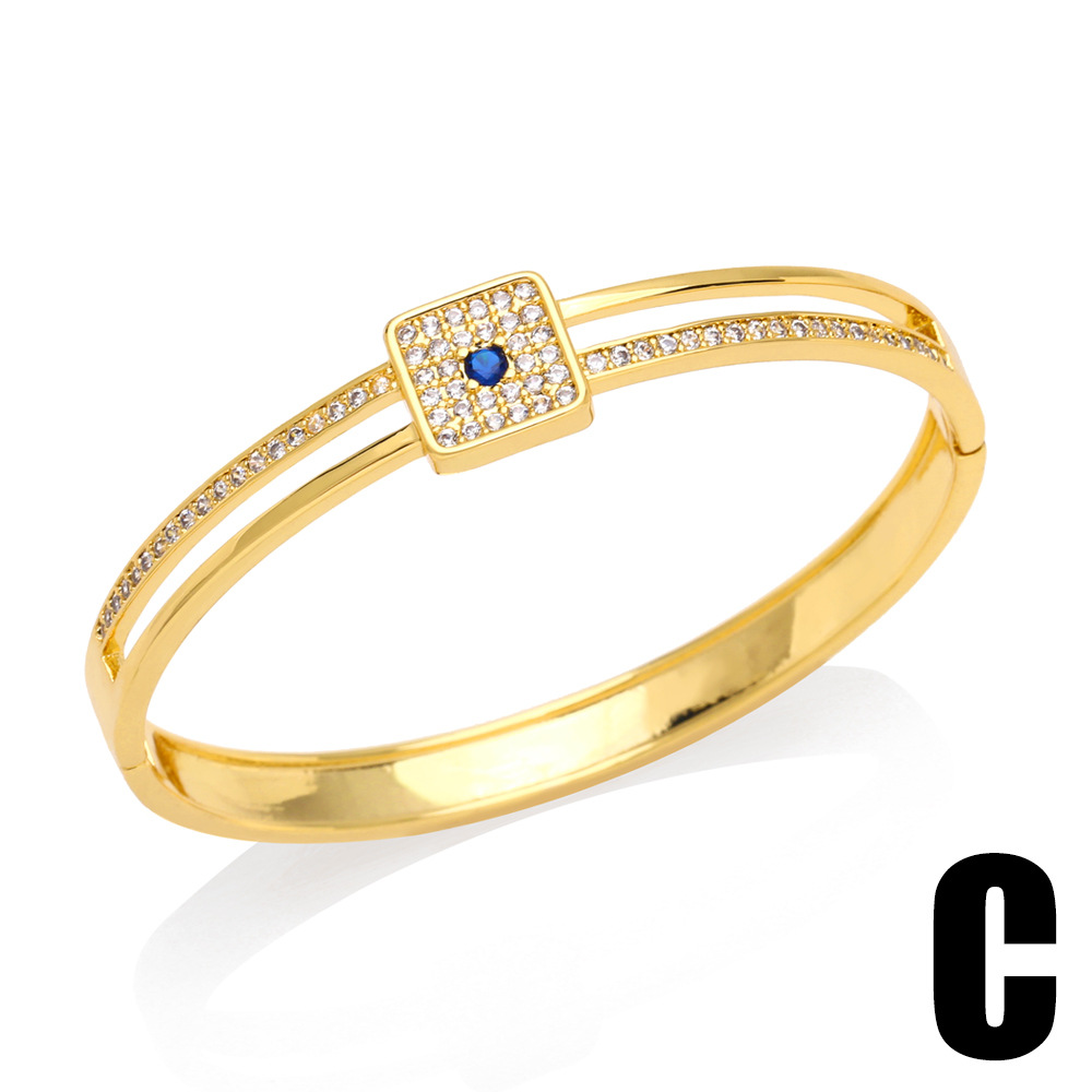 Fashion Heart Shape Eye Copper Bangle Inlay Zircon Copper Bracelets