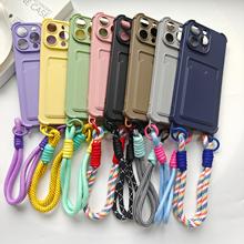 适用于iphone16手机壳苹果14promax喷油肤感卡包插卡15手提绳保护