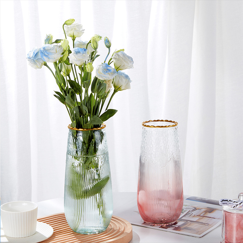 Retro Nordic Gran Florero ins estilo de loto de alta apariencia estilo de lujo creativo hidropónico arreglo floral florero de vidrio al por mayor