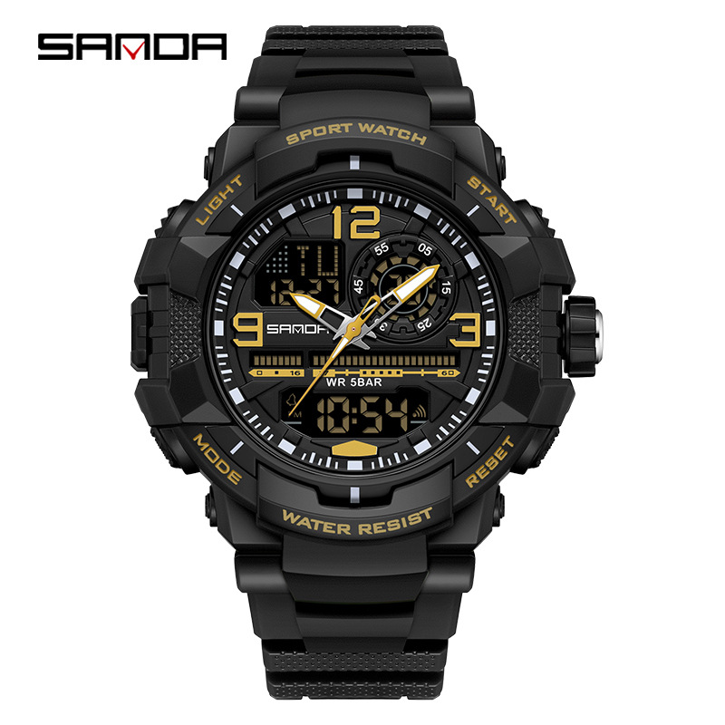 Sanda SANDA nuevo reloj electrónico para jóvenes montañismo moda luminoso reloj despertador impermeable 6130