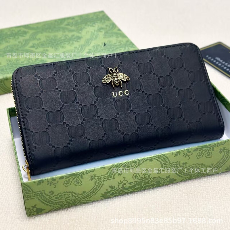 Animal Series Bee Pattern Printed Logo Single-Zip Small Clutch Men's Coin Purse Multi-Layer Wallet Animal Series Bee Pattern Printed Logo Single-Zip Small Clutch Men's Coin Purse Multi-Layer Wallet