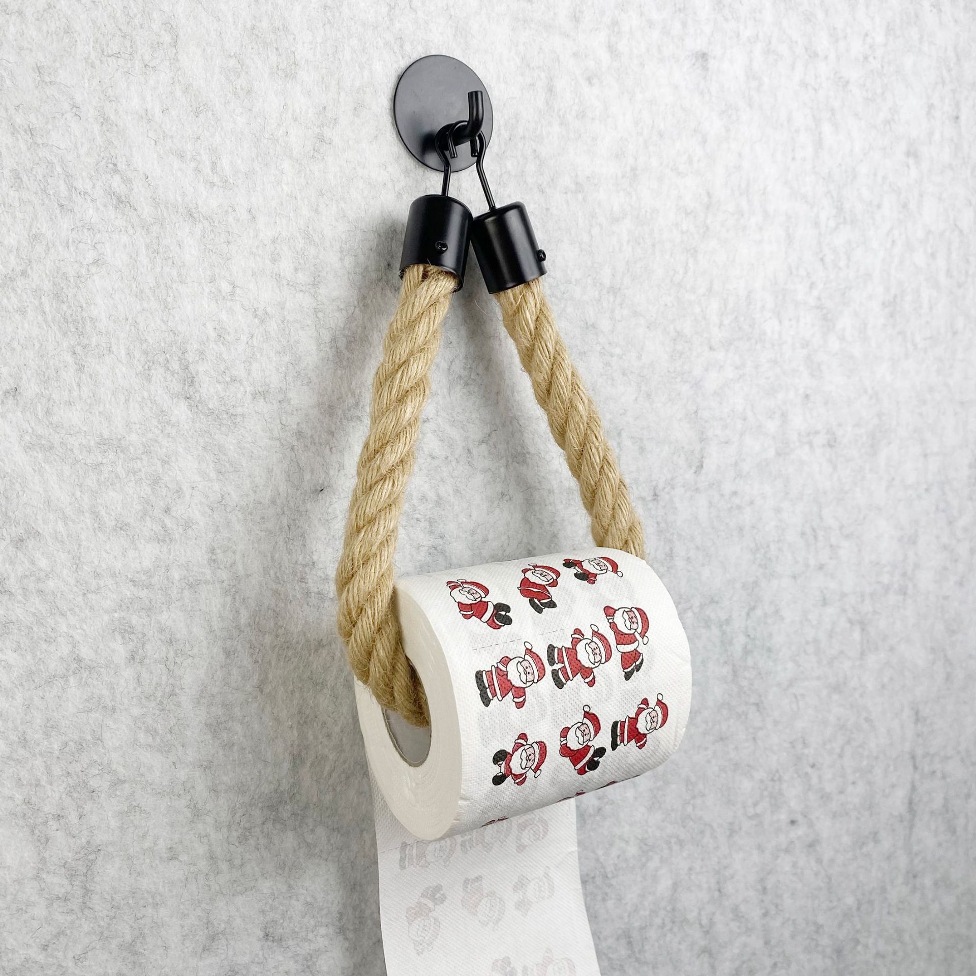 No-Punch Self-Adhesive Hemp Rope Paper Towel Holder Hand-Woven Roll Paper Holder Towel Holder Bathroom Bathroom Storage Rack