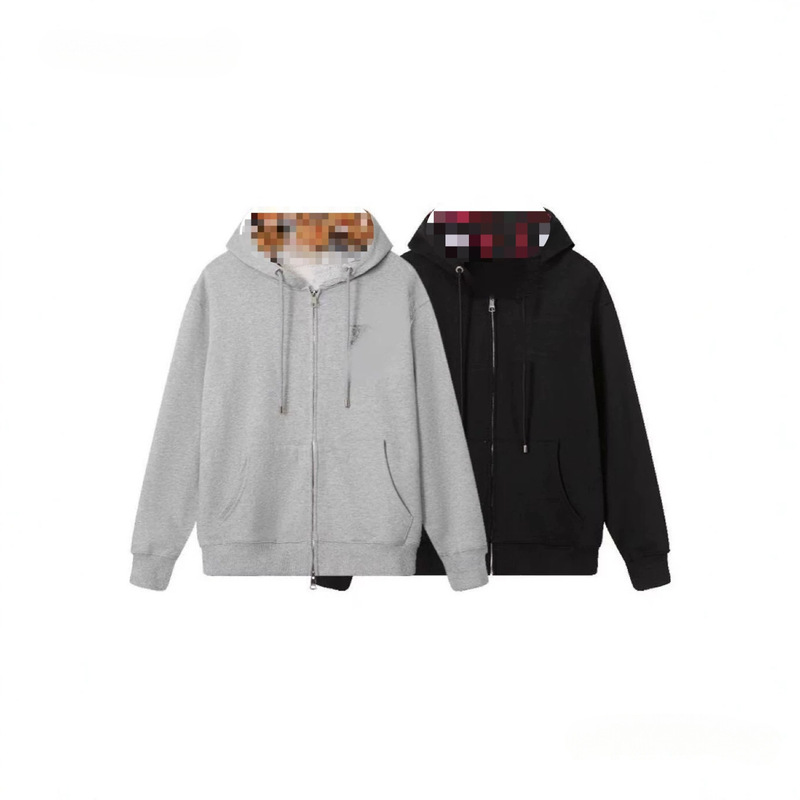 Complete version cross-border correct version European and American style plaid trendy brand zip-up hoodie with embroidery men's versatile sweatshirt