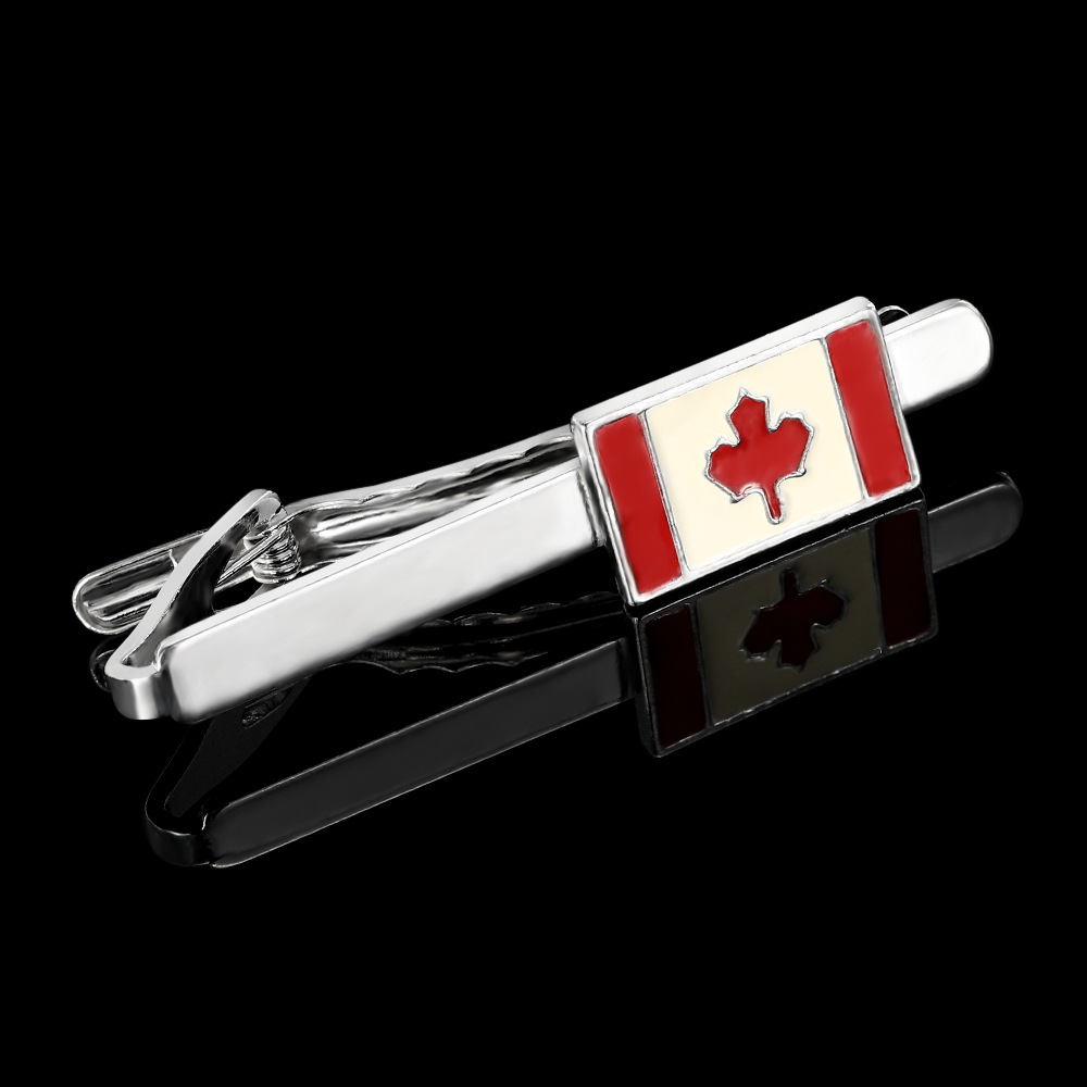 Fashion Canadian Flag Maple Leaf Cufflinks Men's Business French Shirt Cuff Nail Tie Clip Suit Accessories_voghion.com
