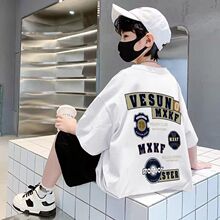 男童短袖棉质t恤夏季新款前后印花宽松帅气卡通中大童半袖儿童潮