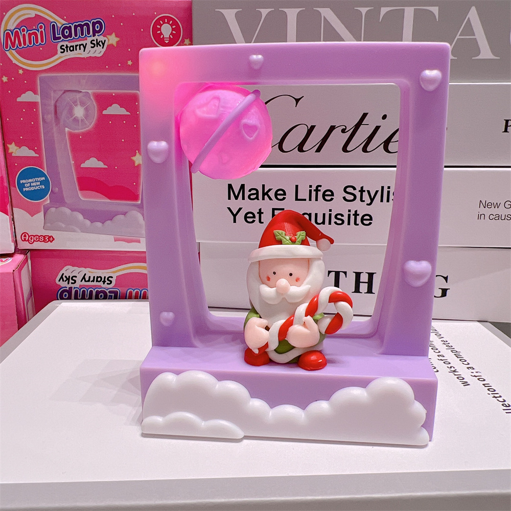 폴리머 클레이 노인 문 램프 보라색