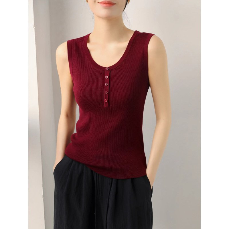 Designed Slim-Fitting U-Neck Camisole Women's Summer Suit with Slim-Fitting Bottoming Sleeveless Top