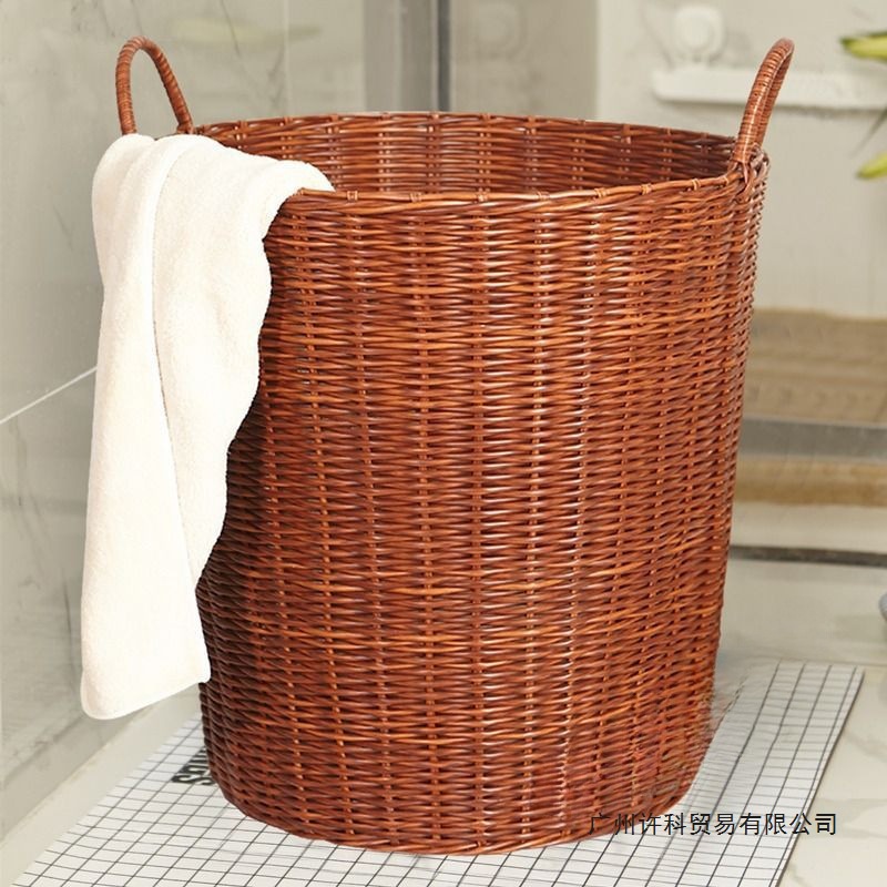 Yellow Dirty Clothes Storage Basket for Household Clothing, Light Luxury Basket, Dormitory Basket, Rattan Storage Basket, Bathroom Basket