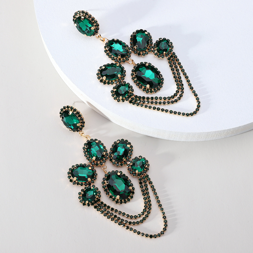 36g Weight Artificial Gemstones Inlay Material Earrings Classification 1 Pair British Style Geometric Glass Plating Artificial Gemstones Women's Earrings
