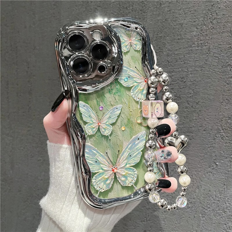 Electroplated Cream Pattern Suitable for iPhone 16 Apple 16E/15 Phone Case 14/13/17Promax Cartoon Butterfly Electroplated Cream Pattern Suitable for iPhone 16 Apple 16E/15 Phone Case 14/13/17Promax Cartoon Butterfly
