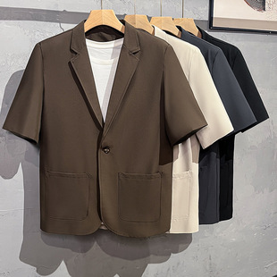 Summer New Thin Three-Quarter Short-Sleeved Suit Jacket for Boys, Light and Mature Style, Handsome Casual Small Suit Jacket