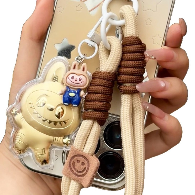 水貝人気ラブブゴールドキーホルダー LABUBU バッグペンダントパンダペンダント携帯電話チェーン漫画卸売|undefined