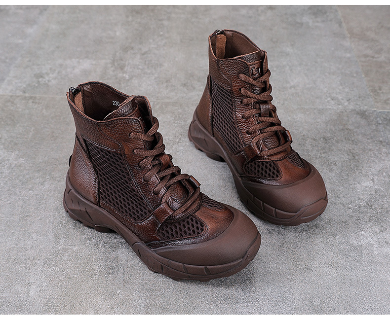 Boot Martin da bò cổ ngắn phong cách Anh cổ điển cho nữ — Màu nâu chi tiết 13