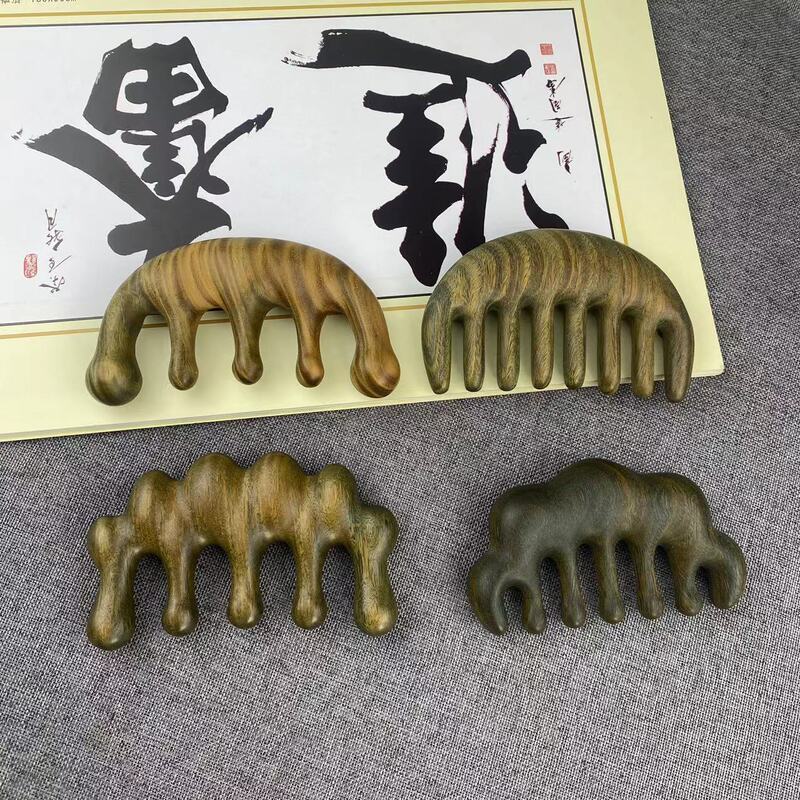 緑檀木頭部マッサージ櫛頭治療頭皮経絡礼箱木櫛の掻爬防止|undefined