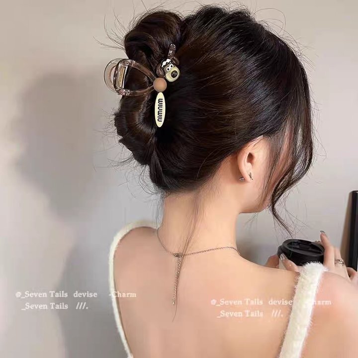 女性用の茶色の大きなグリッパー、髪のボリュームの多い女性用の高級シャーククリップ、気質のあるヘアピンとヘッドバンド|undefined