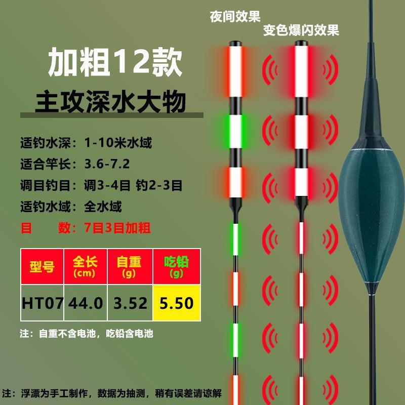高感度バイトフック、色が変わる、点滅する、発光、目を引く、太字のフナと鯉のフロート、昼夜兼用の電子発光魚フロート|undefined