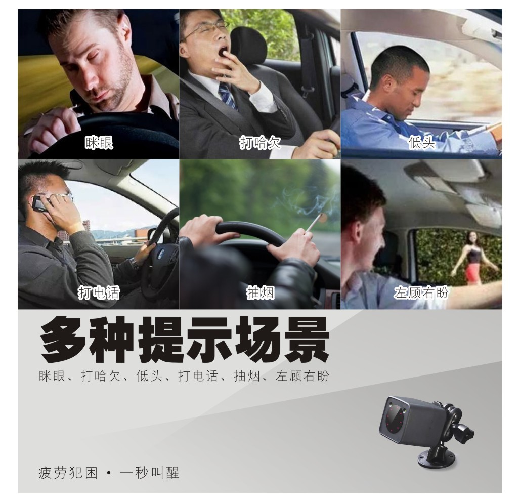 S1 Fatigue Warning Device, Driving Monitor, Anti-Drowsiness Device for Long Distances, Monitoring While Making Phone Calls, Monitoring with Eyes Closed, Facial Recognition, Driving Safety