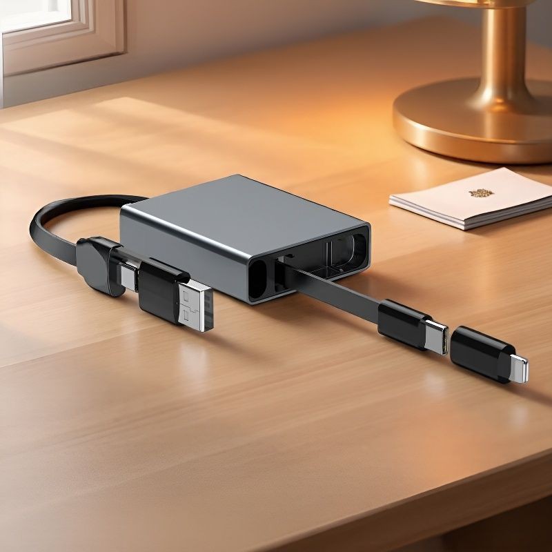 跨境爆款手机笔记本type-c电脑数据线铝合金单拉伸缩式60W快充线