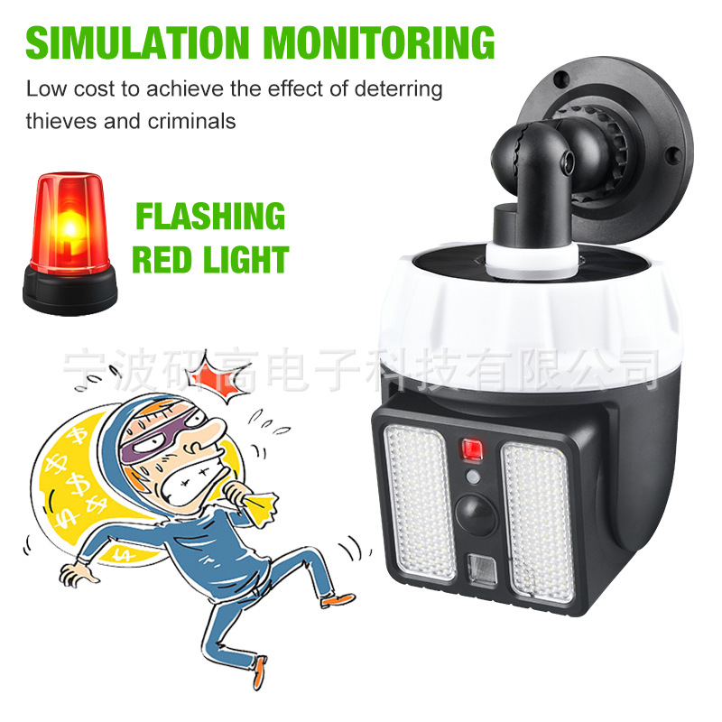(2개) 국경 간 새로운 시뮬레이션 모니터링 가짜 카메라 태양 인체 유도 램프 안뜰 벽 램프 정원 탐사 가로등