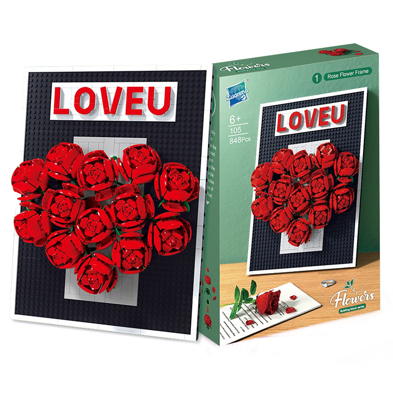 Creative Children's Assembled Flower bouquet Assembled building blocks puzzle building blocks roses potted eternal flowers holiday gifts