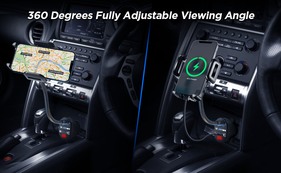 The New Car Mount Supports Digital Display Car Charger, 2Usb 36W Fast Charging Car Charger, Navigation Phone Holder
