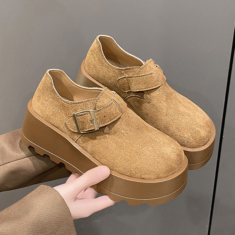 网红厚底勃肯鞋女2025春秋新款懒人内增高松糕鞋复古百搭单鞋女鞋