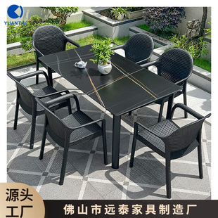Customized Slate Outdoor Tables and Chairs for Courtyard Gardens, Villas, Outdoor Waterproof and Sun-Resistant Patio Home Dining Tables, Now Available for Cross-Border Sale