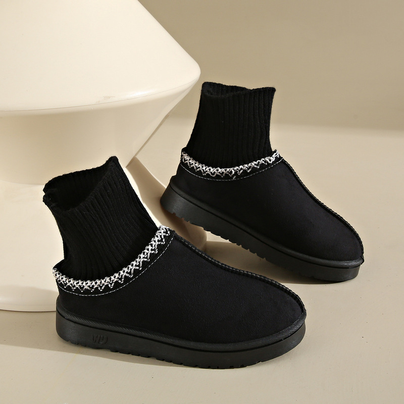 Women's Thick-Soled Fur Slippers 2026 Winter New Style, Integrated Leather and Fur, Outdoor Wear, Height-Increasing, Closed-Toe, Thickened, Fleece-Lined Snow Boots