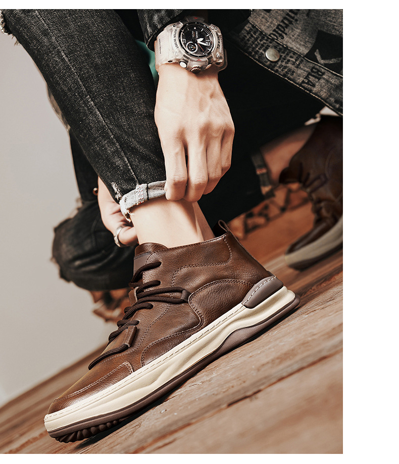 Chaussures de travail antidérapantes en cuir noir pour hommes, décontractées, de sport, de cuisine, imperméables, de protection du travail, tendance, automne_voghion.com