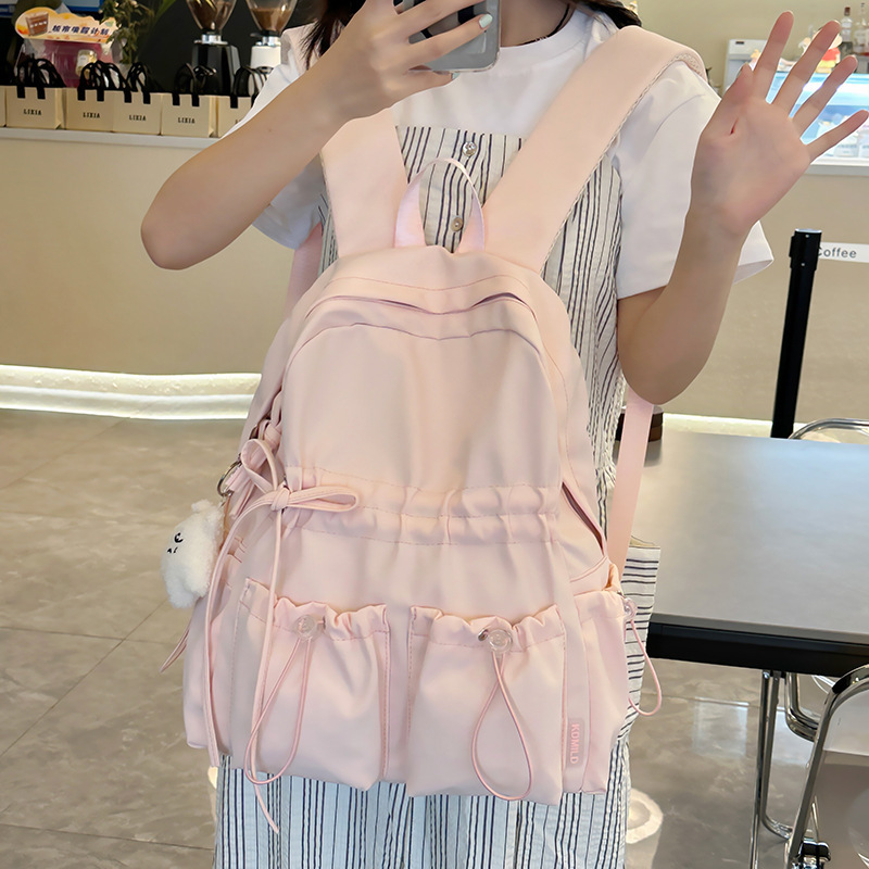 クロスボーダー 2025 大容量ランドセル女子中学生かわいいリボン高校生バックパック女性マカロンカラーショルダー|undefined