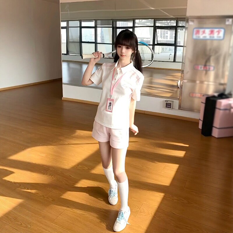 Original Jk Uniform Student Gymnastics Suit New Embroidered Multi-Color Polo Shirt Top Casual Slimming Shorts