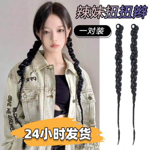 Women's Long Wavy Wig with Twist Braids, Synthetic Double Ponytails—Edgy European-Style Dreadlocks for a Bold, Trendy Chic Look