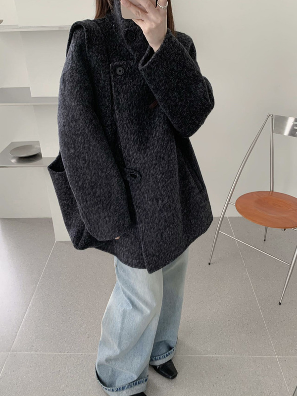 送包包韩版宽松立领双面羊毛大衣中长款加厚简约保暖秋冬羊绒外套|undefined