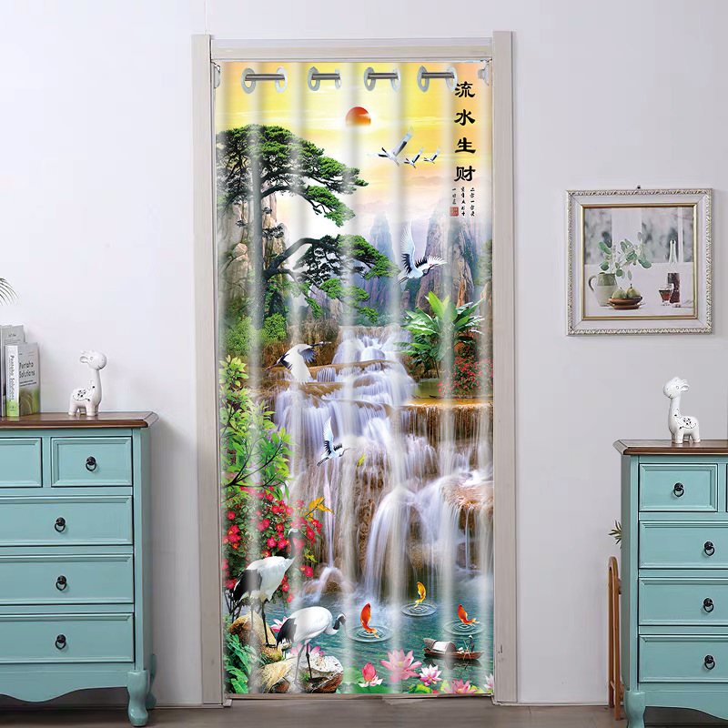 Hole-free door curtain partition curtain blocking wind fabric bedroom household cloth curtain toilet fitting room kitchen bathroom
