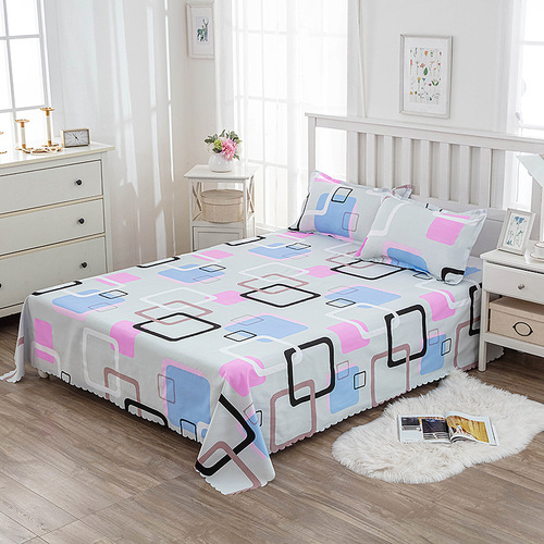 New hot-selling brushed printed single double bed sheet single piece bedding pastoral stripe color quilt manufacturer