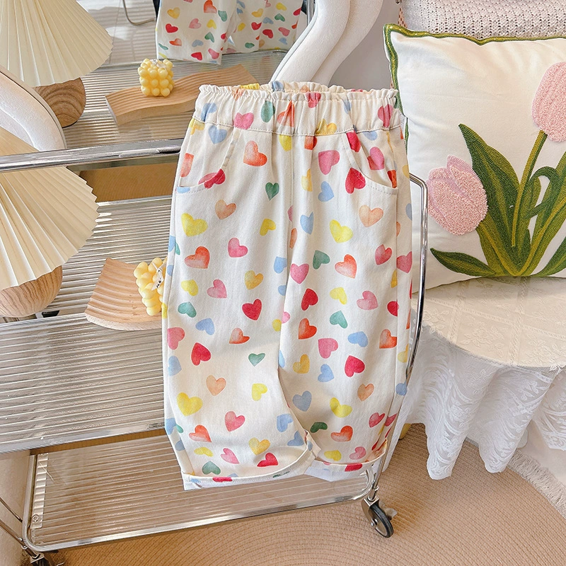 Девушка весна и осень новый детский стирание мягкие джинсы повседневные брюки повседневные брюки повседневные детские брюки для ношения на улице