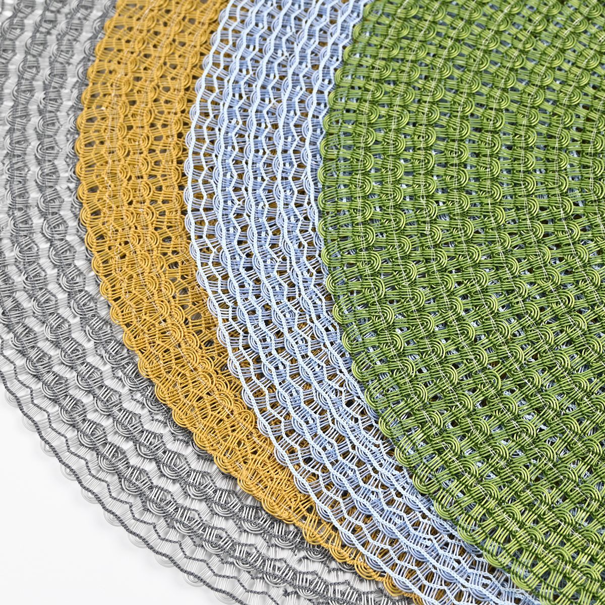 PE cojín trenzado redondo lavable antideslizante aislamiento térmico hotel cojín de mesa bohemia cojín de mesa de grado alimenticio