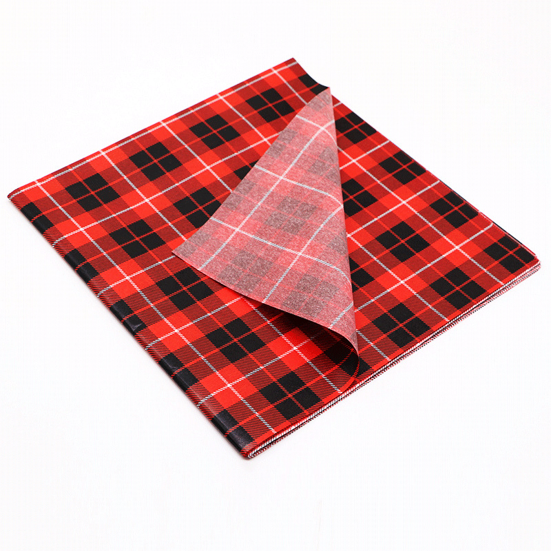 Ropa a cuadros de moda forro de regalo papel de tejido papel de copia en stock patrón opcional blanco y negro rojo verde 17g papel de algodón