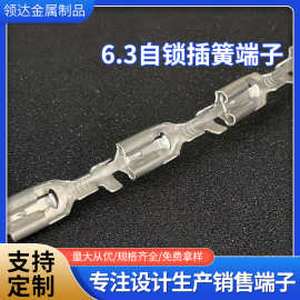 供应6.3自锁插簧端子250直插自锁母端接插件插片冷压端子接线端子